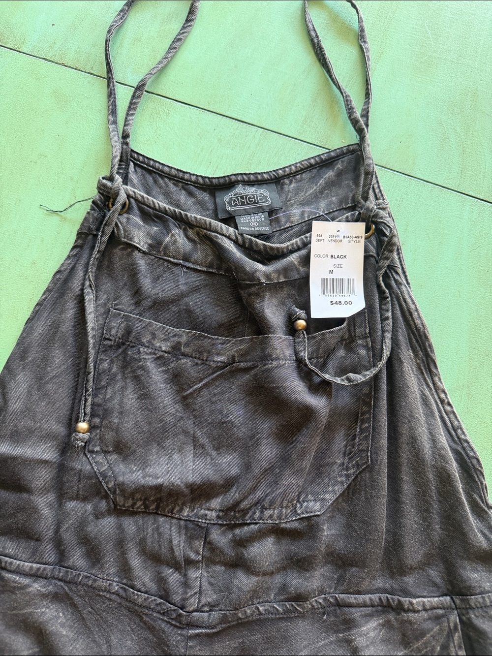 Angie Black Washed Romper Overalls - Picture 3 of 5